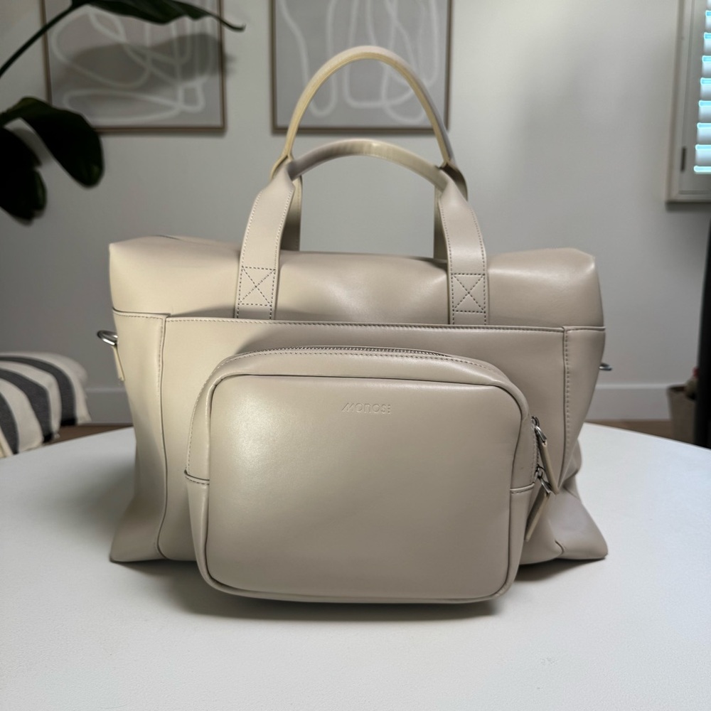 Mango Beige Travel Tote with Front Pocket